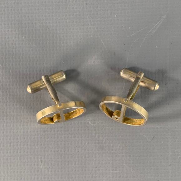 DUNHILL Silver Metal Monogram Circle Cuff Links - Picture 2 of 4